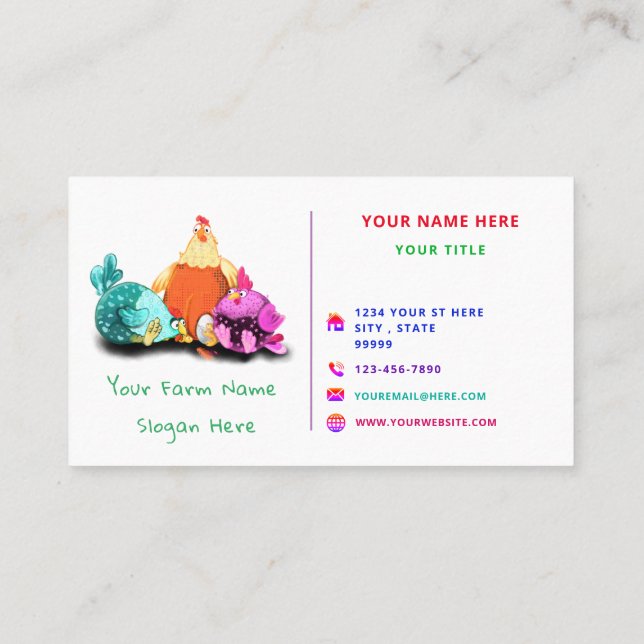 Happy Chickens Farm Funny Farmers Carte de visite (Dos)