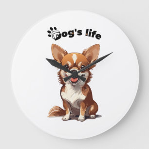 Happy Chihuahua � Cute Design for Dog Lovers Large Clock