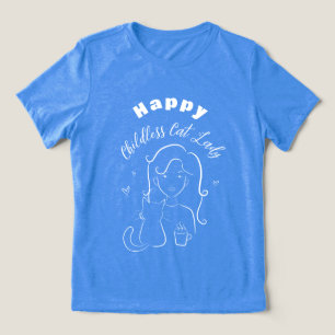 Happy Childless Cat Lady Line Art T-shirt Tri-Blend Shirt
