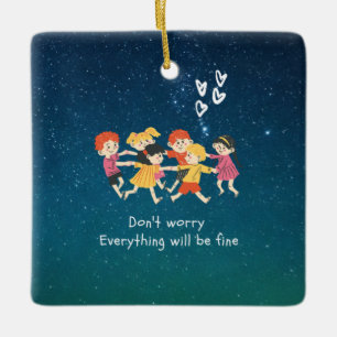 Happy Children  Ceramic Ornament
