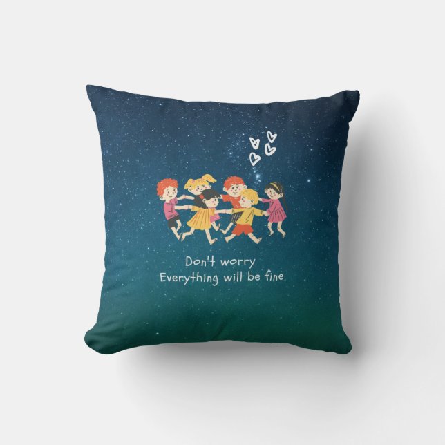 Happy Children  Throw Pillow (Front)