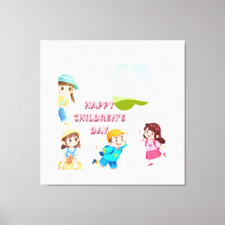 Happy children's day Cute kids wall Canvas Print