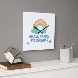 Happy children's kids day Small Hands, Big Dreams Square Wall Clock