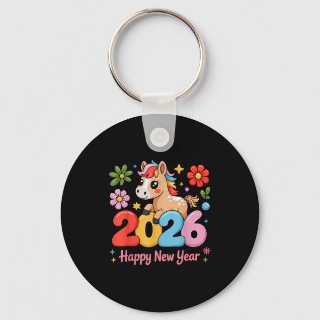 Happy Chinese Lunar New Year 2026 Year Of The Fire Keychain (Front)
