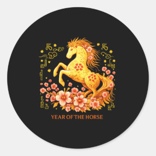 Happy Chinese Lunar New Year 2026 Year Of The Hors Classic Round Sticker