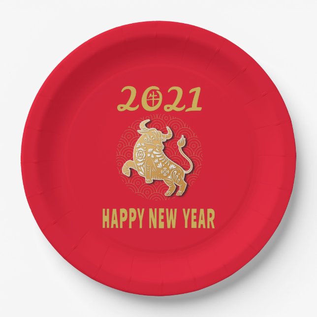 Happy Chinese New Year 2021 Paper Plate (Front)