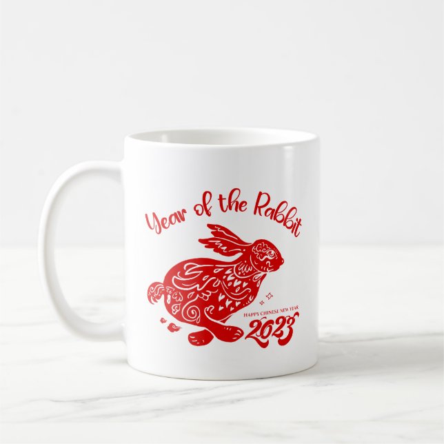Happy Chinese New Year 2023, Year of the Rabbit Coffee Mug (Left)