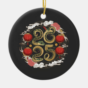 Happy Chinese New Year 2025 Snake Culture Ceramic Ornament