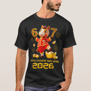 Happy Chinese New Year 2026 Funny Horse 6 7 Meme 6 T-Shirt