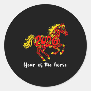 Happy Chinese New Year 2026 Year Of The Horse Horo Classic Round Sticker