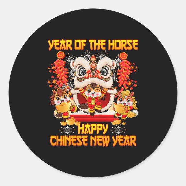 Happy Chinese New Year 2026 Year Of The Horse Kid  Classic Round Sticker (Front)