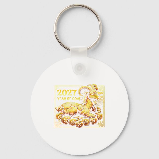 Happy Chinese New Year 2027 - Lunar New Year Goat  Keychain (Front)