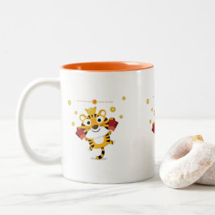 Happy chinese new year greeting 2022 with cute tig Two-Tone coffee mug