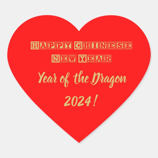 Happy Chinese New Year Heart Sticker (Front)