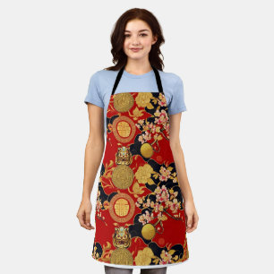 Happy Chinese New Year modern asian pattern Apron