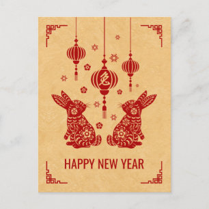 Happy Chinese New Year of the Rabbit 2023 Holiday Postcard