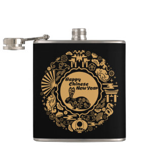 Happy Chinese New Year of the Rabbit Hip Flask