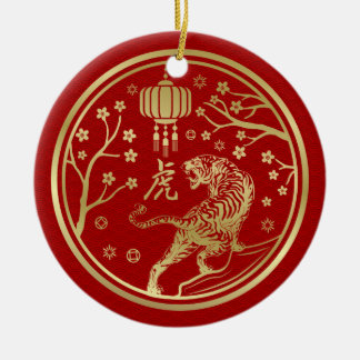 Happy Chinese New Year of the Tiger  Ceramic Ornament
