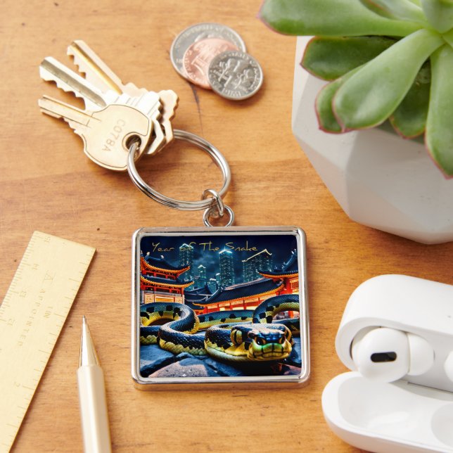 Happy Chinese New Year Snake 2025 LMSqK Keychain (Desk)