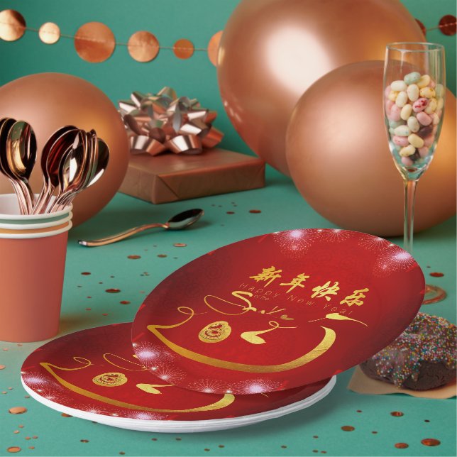Happy Chinese New Year Snake 2025 PRPP Paper Plate (Multi)