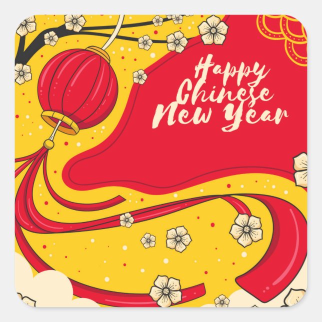 Happy Chinese New Year Square Sticker (Front)