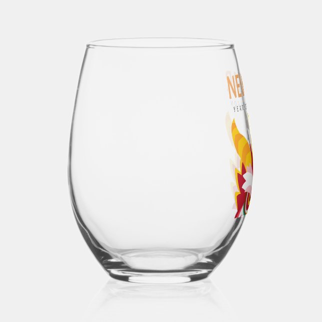 Happy Chinese New Year Stemless Wine Glass (Front)