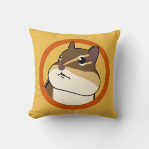 Happy Chippy Orange Throw Pillow! 幸せそうなシマリスのクッション! Pillow