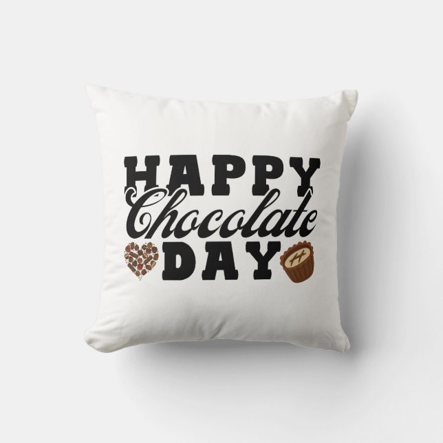 Happy Chocolate Day, Chocolate Lover's Joyful Throw Pillow (Front)