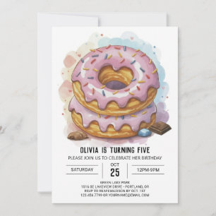 Happy Chocolate Doughnuts Birthday Invitation