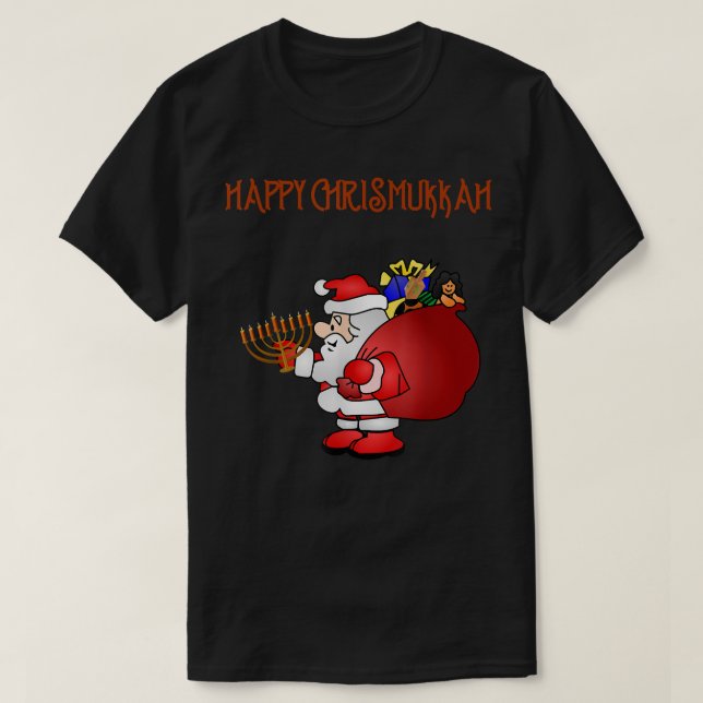 Happy Chrismukkah Blended Family Holiday T-Shirt (Design Front)