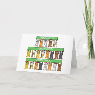 Happy Chrismukkah Cats Holiday Card