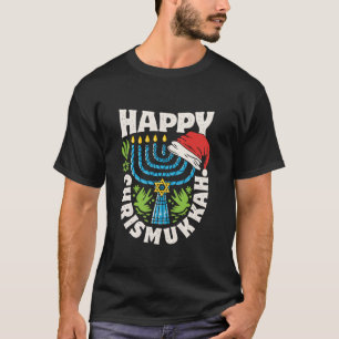 Happy Chrismukkah Christmas Hanukkah Menorah Santa T-Shirt