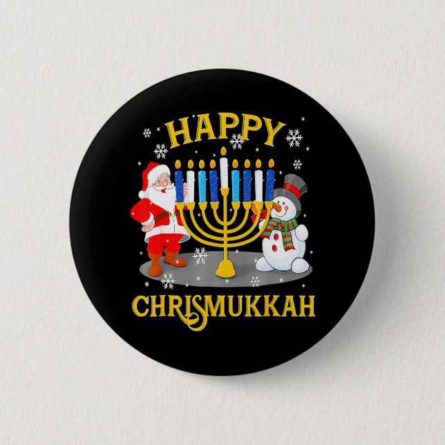 Happy Chrismukkah Funny Hanukkah Christmas Jewis 2 Inch Round Button (Front)