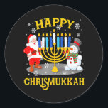 Happy Chrismukkah Funny Hanukkah Christmas Jewis Classic Round Sticker<br><div class="desc">Happy Chrismukkah Funny Hanukkah Christmas Jewis</div>