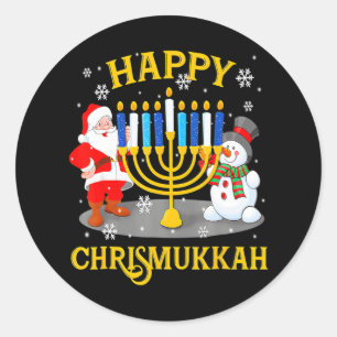 Happy Chrismukkah Funny Hanukkah Christmas Jewis Classic Round Sticker