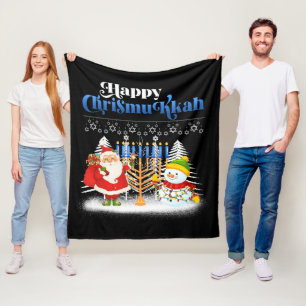 Happy Chrismukkah Funny Hanukkah Christmas Jewis Fleece Blanket