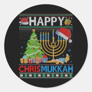 Happy Chrismukkah Funny Jewish Christmas Hanukkah Classic Round Sticker