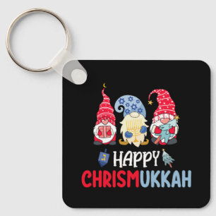 Happy Chrismukkah Gnomes Hanukkah Merry Christmas  Keychain