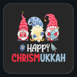 Happy Chrismukkah Gnomes Hanukkah Merry Christmas  Square Sticker<br><div class="desc">Happy Chrismukkah Gnomes Hanukkah Merry Christmas Pyjamas</div>