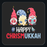 Happy Chrismukkah Gnomes Hanukkah Merry Christmas Square Sticker<br><div class="desc">Happy Chrismukkah Gnomes Hanukkah Merry Christmas Pyjamas</div>