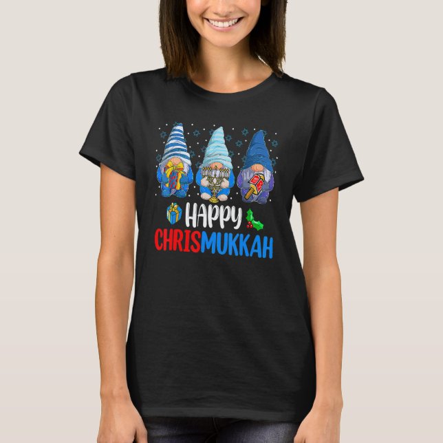 Happy Chrismukkah Gnomes Merry Christmas And Happy T-Shirt (Front)