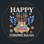 Happy Chrismukkah Hanukkah Classic Round Sticker<br><div class="desc">Happy Chrismukkah Hanukkah</div>