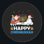 Happy Chrismukkah Hanukkah Fun Merry Christmas Jew Classic Round Sticker<br><div class="desc">Happy Chrismukkah Hanukkah Fun Merry Christmas Jewish Kids</div>