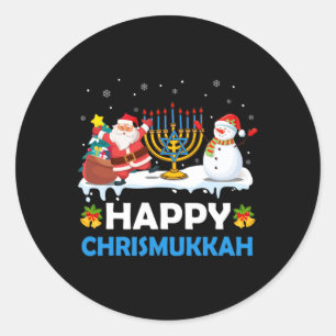Happy Chrismukkah Hanukkah Fun Merry Christmas Jew Classic Round Sticker