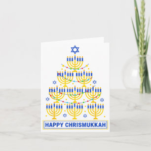 Happy Chrismukkah Hanukkah Light Tree Jewish Holid Card