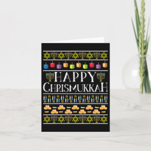 Happy Chrismukkah Hanukkah Ugly Christmas Theme De Card