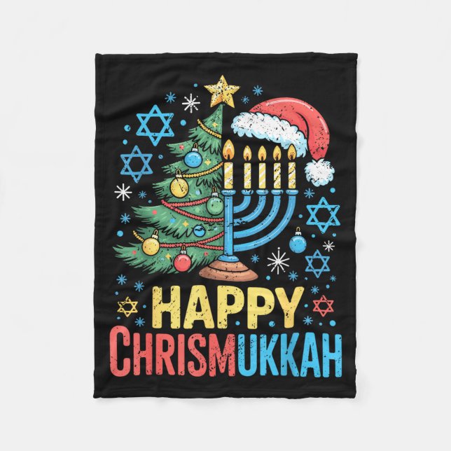 Happy Chrismukkah Holiday Christmas And Hanukkah S Fleece Blanket (Front)