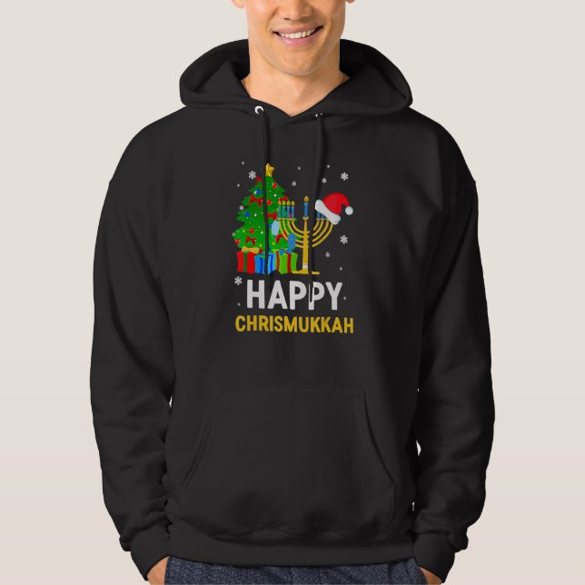 Happy Chrismukkah Jewish Christmas Hanukkah Holida Hoodie (Front)