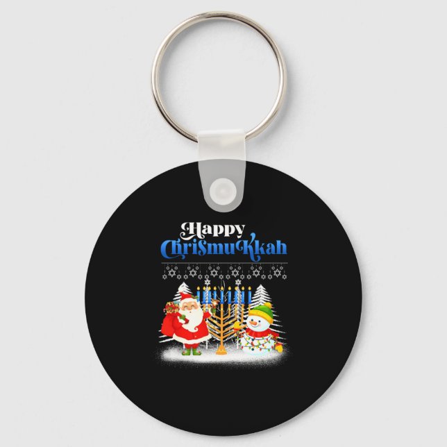 Happy Chrismukkah Jewish Christmas Hanukkah  Keychain (Front)
