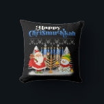 Happy Chrismukkah Jewish Christmas Hanukkah Throw Pillow<br><div class="desc">Santa Christmas Boys Kids Youth Men. Funny Humour graphic tee costume for those who believe in Santa Claus,  love Deer,  Reindeer,  Elf,  Elves,  singing songs,  party decorations,  tree,  hat,  socks This Christmas tee with Graphic is great Christmas gift</div>